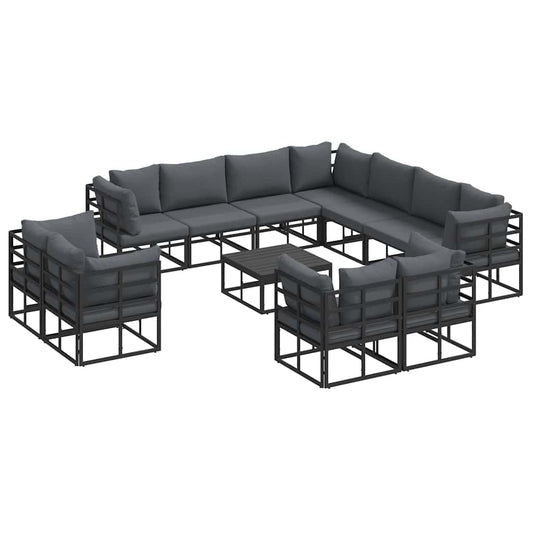 Garden Sofa Set 12 pcs Black Aluminium