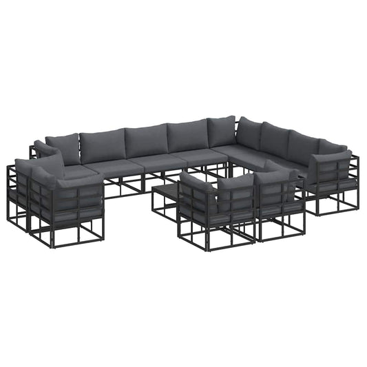 Garden Sofa Set 13 pcs Black Aluminium