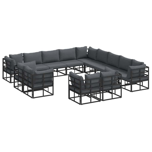 Garden Sofa Set 13 pcs Black Aluminium