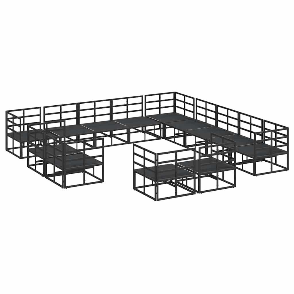 Garden Sofa Set with Cushion 13 pcs Black Aluminium