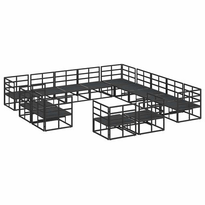 Garden Sofa Set with Cushion 13 pcs Black Aluminium