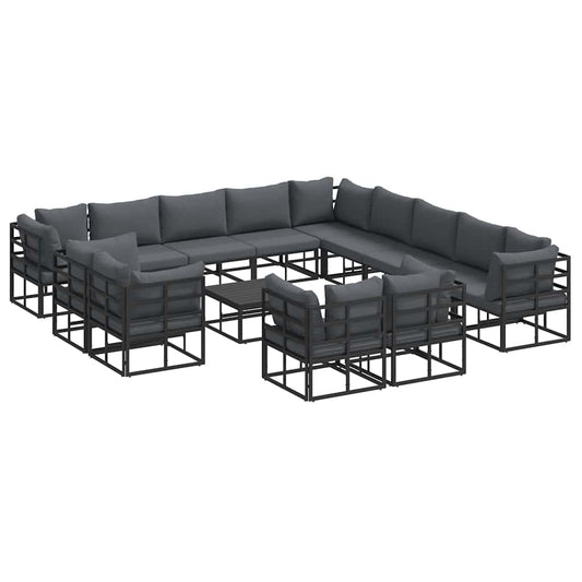 Garden Sofa Set 14 pcs Black Aluminium