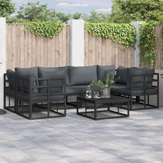 Garden Sofa Set 6 pcs Black Aluminium