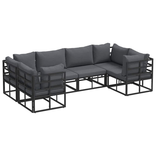 Garden Sofa Set 6 pcs Black Aluminium