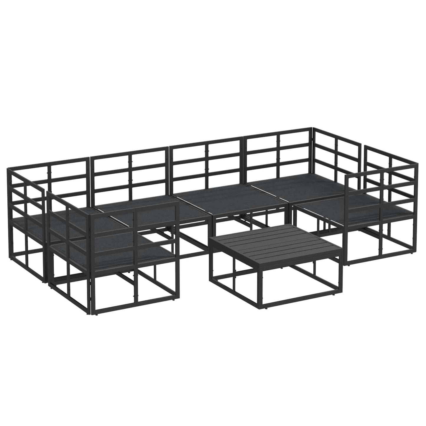 Garden Sofa Set with Cushion 7 pcs Black Aluminium