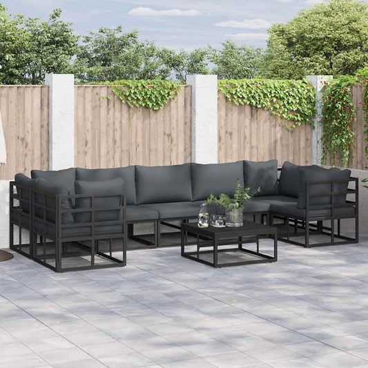 Garden Sofa Set 7 pcs Black Aluminium