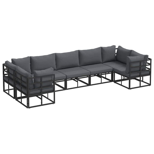 Garden Sofa Set 7 pcs Black Aluminium