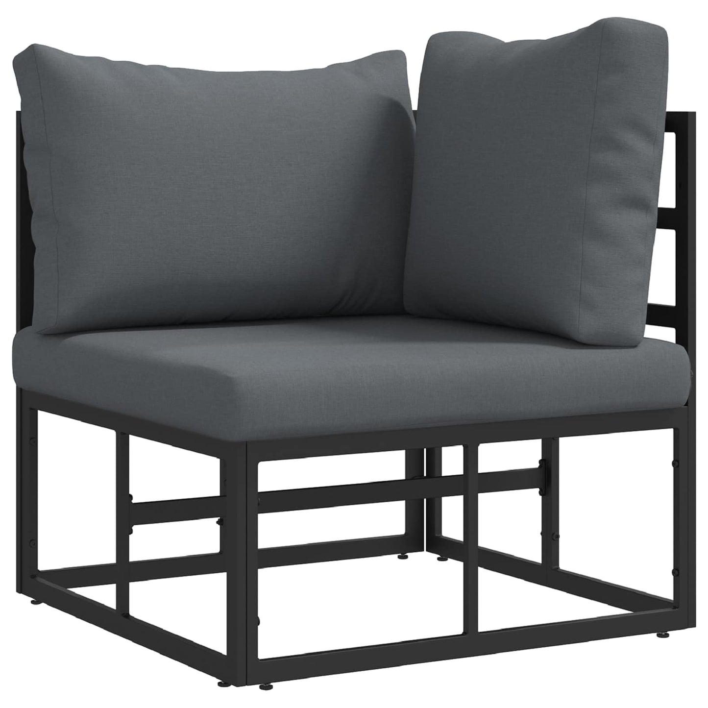 Garden Sofa Set with Cushion 7 pcs Black Aluminium