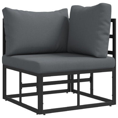 Garden Sofa Set with Cushion 7 pcs Black Aluminium