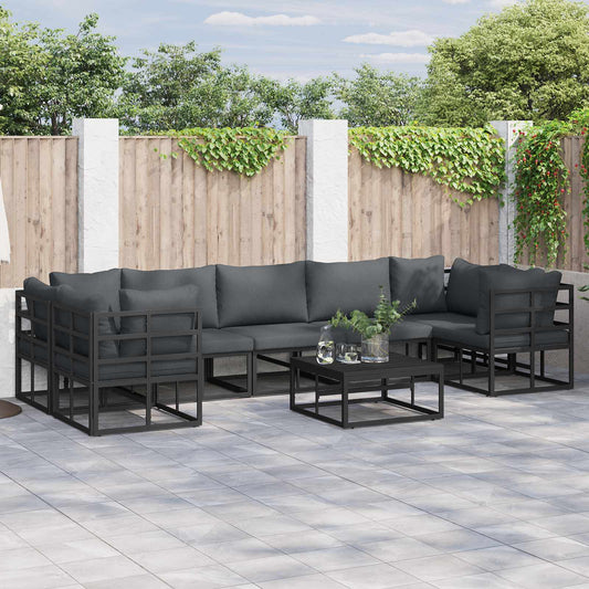 Garden Sofa Set 8 pcs Black Aluminium