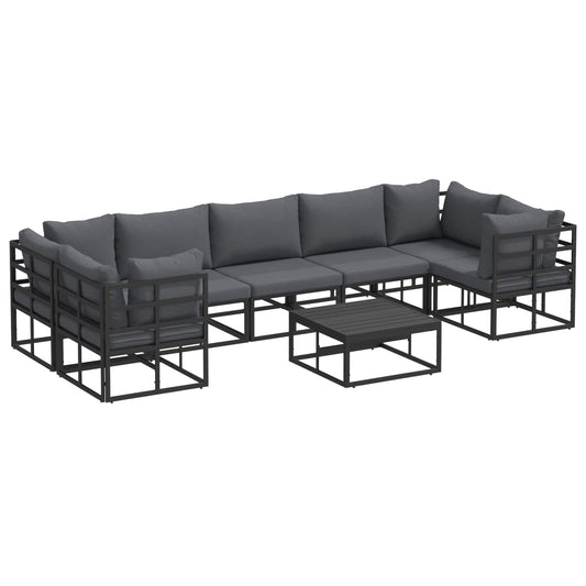 Garden Sofa Set 8 pcs Black Aluminium