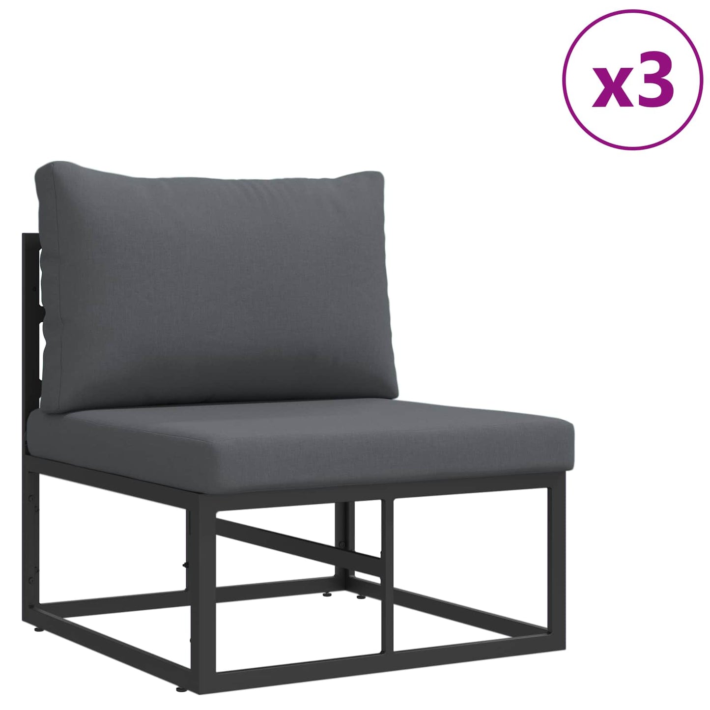 Garden Sofa Set with Cushion 8 pcs Black Aluminium