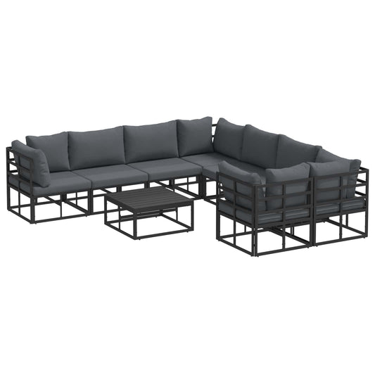 Garden Sofa Set 9 pcs Black Steel