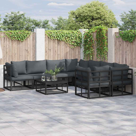 Garden Sofa Set 8 pcs Black Steel