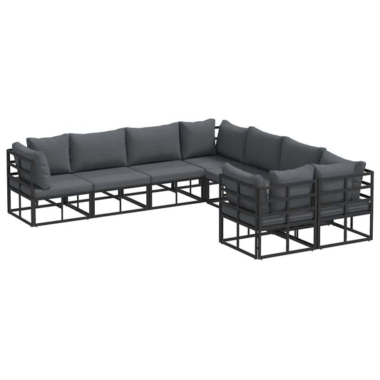 Garden Sofa Set 8 pcs Black Steel