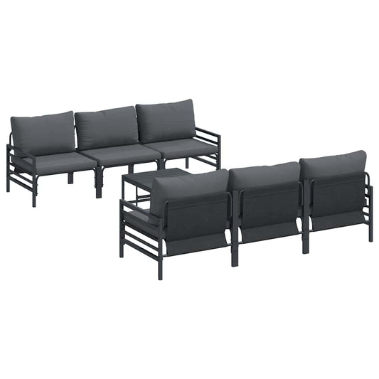 Garden Sofa Set 7 pcs Black Steel