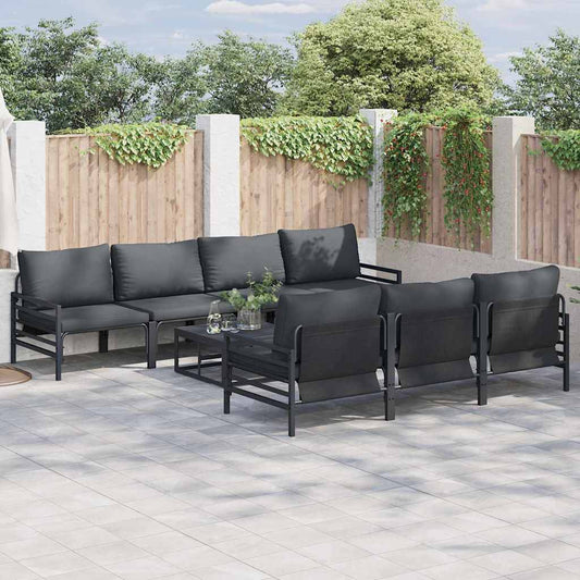 Garden Sofa Set 8 pcs Black Steel