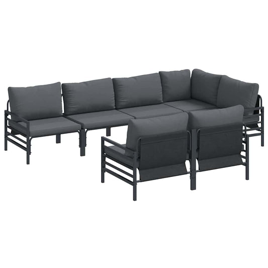 Garden Sofa Set 7 pcs Black Steel