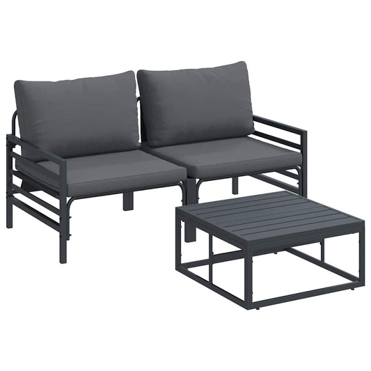 Garden Sofa Set 3 pcs Black Steel