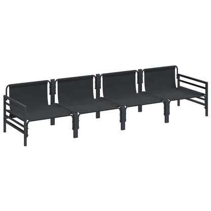 Garden Sofa Set with Cushion 4 pcs Black Steel