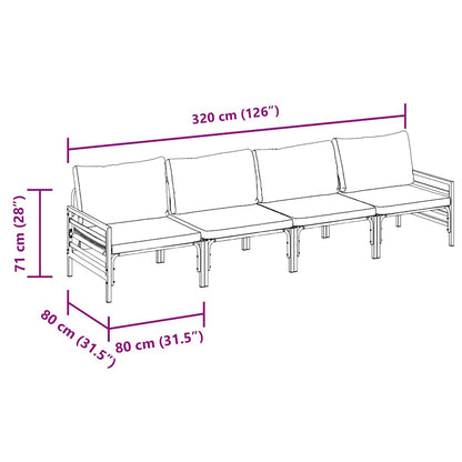 Garden Sofa Set with Cushion 4 pcs Black Steel