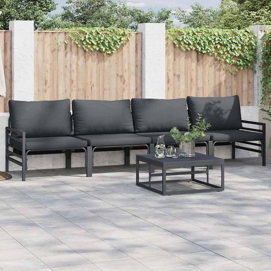 Garden Sofa Set 5 pcs Black Steel