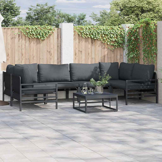 Garden Sofa Set 6 pcs Black Steel