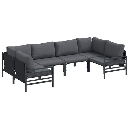 Garden Sofa Set 6 pcs Black Steel