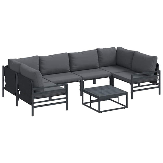 Garden Sofa Set 7 pcs Black Steel