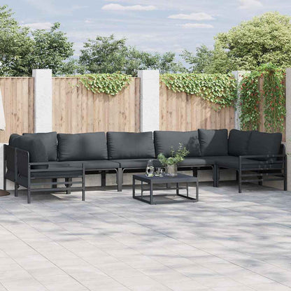 Garden Sofa Set with Cushion 8 pcs Black Steel