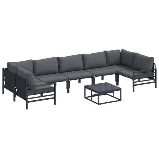 Garden Sofa Set 8 pcs Black Steel