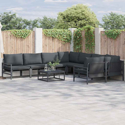 Garden Sofa Set with Cushion 8 pcs Black Steel
