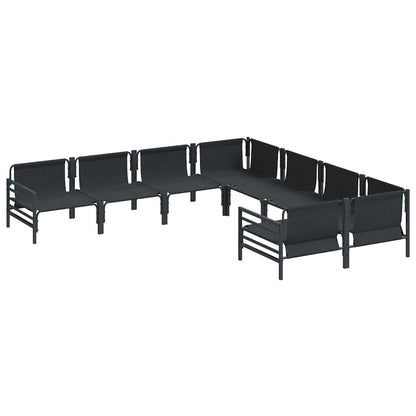 Garden Sofa Set with Cushion 8 pcs Black Steel