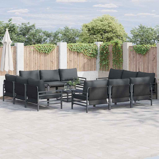 Garden Sofa Set 12 pcs Black Steel