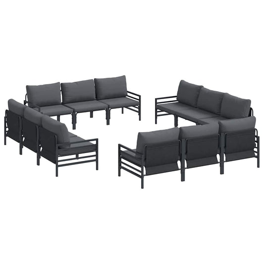 Garden Sofa Set 12 pcs Black Steel