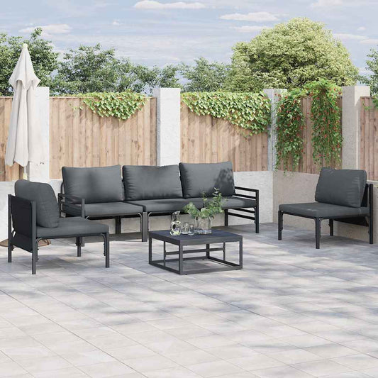 Garden Sofa Set 5 pcs Black Steel