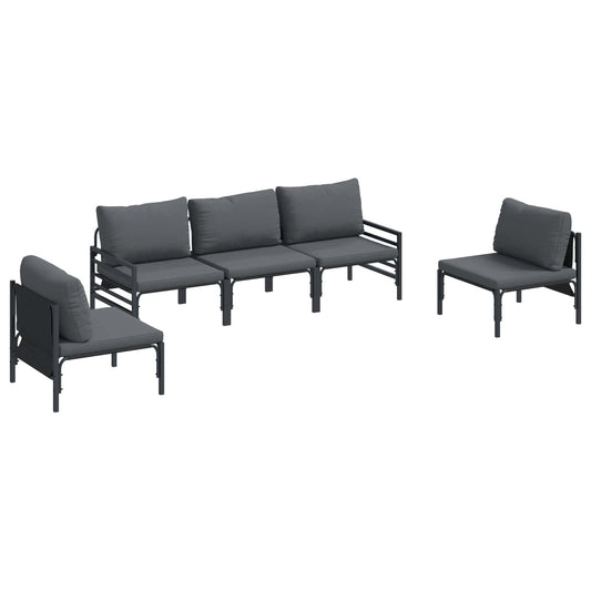 Garden Sofa Set 5 pcs Black Steel