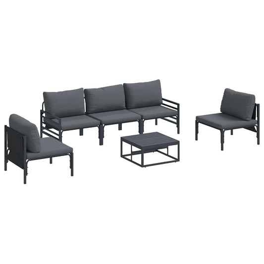 Garden Sofa Set 6 pcs Black Steel
