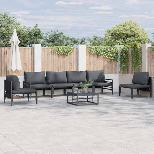 Garden Sofa Set 7 pcs Black Steel