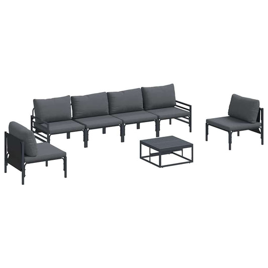 Garden Sofa Set 7 pcs Black Steel