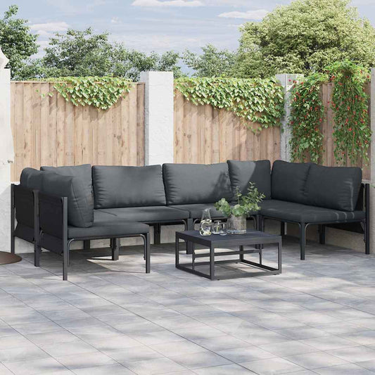 Garden Sofa Set 6 pcs Black Steel