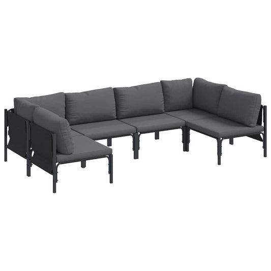 Garden Sofa Set 6 pcs Black Steel