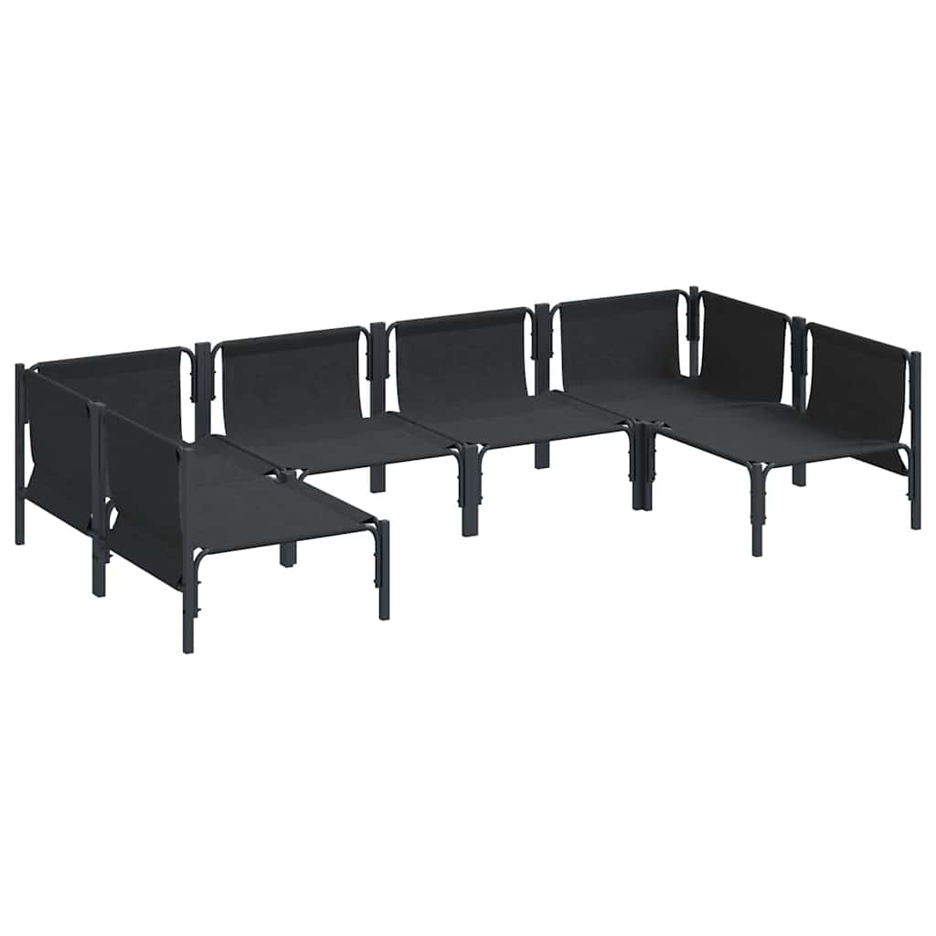 Garden Sofa Set with Cushion 6 pcs Black Steel
