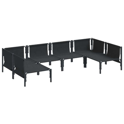 Garden Sofa Set with Cushion 6 pcs Black Steel