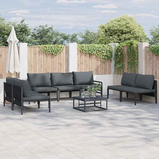 Garden Sofa Set 7 pcs Black Steel