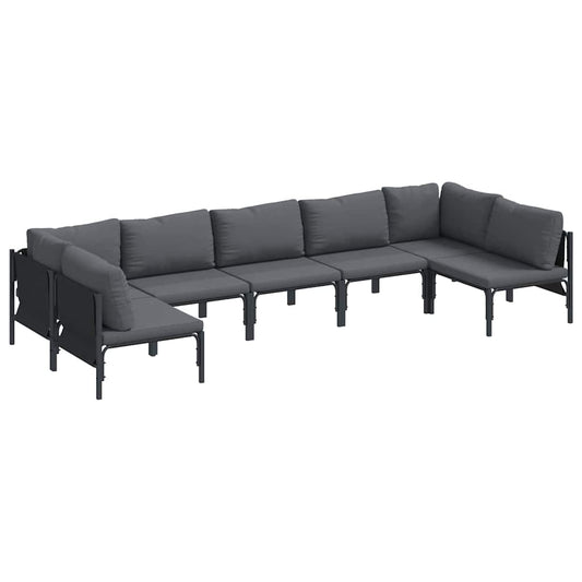 Garden Sofa Set 7 pcs Black Steel