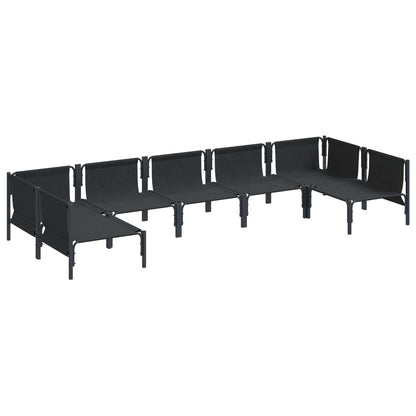 Garden Sofa Set with Cushion 7 pcs Black Steel