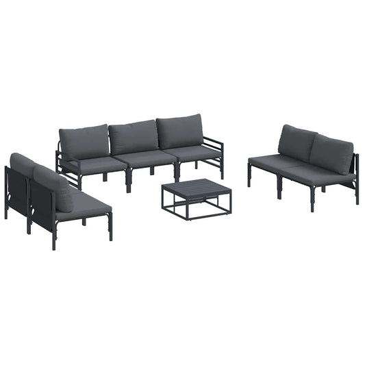 Garden Sofa Set 8 pcs Black Steel
