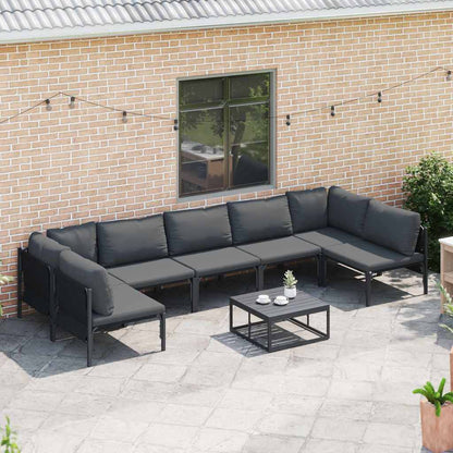 Garden Sofa Set with Cushion 8 pcs Black Steel