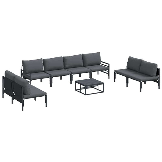 Garden Sofa Set 9 pcs Black Steel